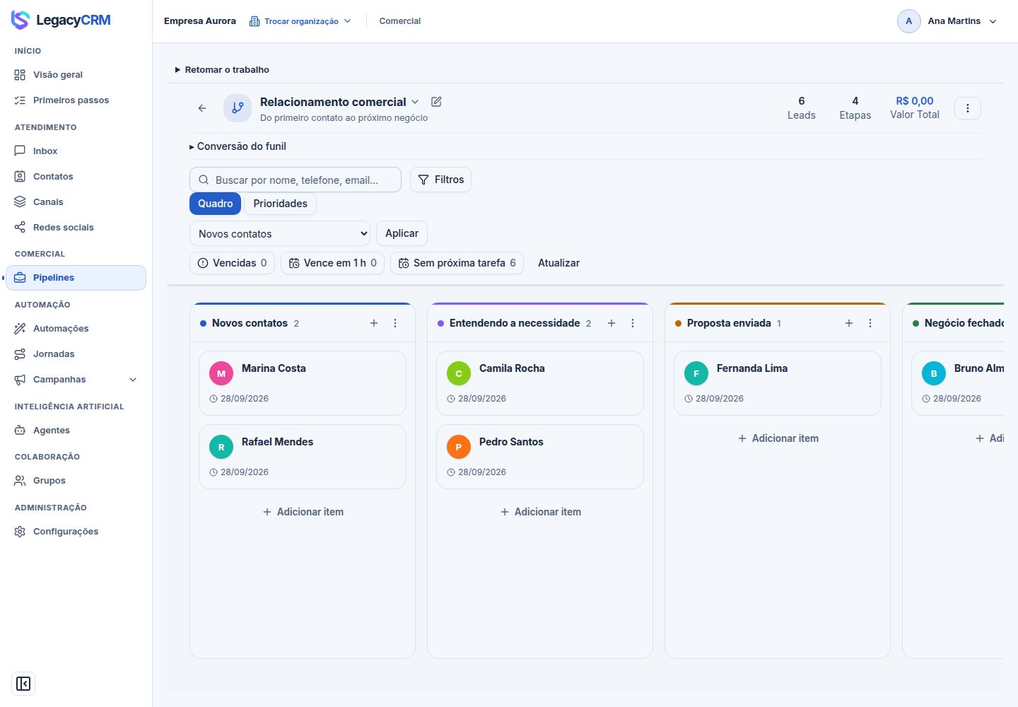 LegacyCRM para CRM e vendas